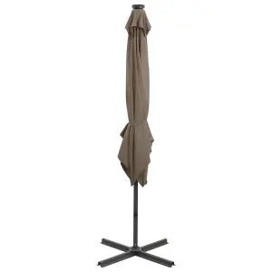 Berkfield Cantilever Umbrella with Pole and LED Lights Taupe 250 cm