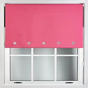 Furnished Made to Measure Blackout Roller Blinds with Round Eyelets and Metal Fittings - Fuchsia Pink (W)180cm (L)210cm