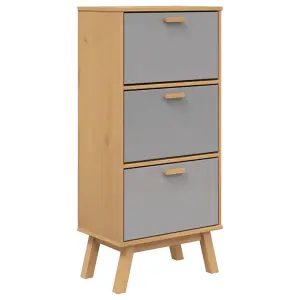 Shoe Cabinet OLDEN Grey and Brown 55x35x120cm Solid Wood Pine