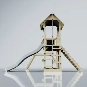 PolarPlay Balcony Tower Kids Wooden Climbing Frame with Swing and Slide - Climb & Swing Kory Mist