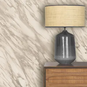 Rasch Realistic Marble Effect Metallic Shimmer Smooth Wallpaper Feature Wall Natural 284385