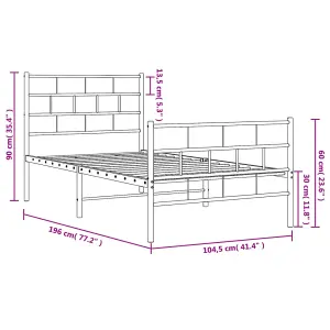 Berkfield Metal Bed Frame with Headboard and Footboard White 100x190 cm