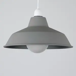 ValueLights Colby Retro Style Cement Stone Effect Metal Reflector Ceiling Pendant Light Shade