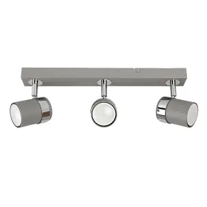 ValueLights Rosie Modern 3 Way Cement Effect Straight Bar Ceiling Spotlight