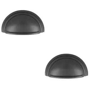 2 PACK - Victorian Cup Handle - Anthracite 76mm Centres Solid Brass Shaker Drawer Pull