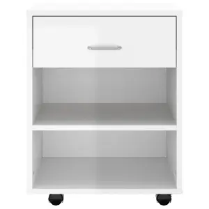 Berkfield Rolling Cabinet High Gloss White 46x36x59 cm Engineered Wood