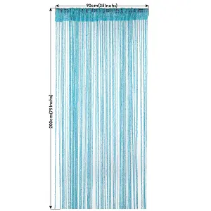 String Curtain Panel Spaghetti Tassel Curtain, 200cm x 90cm - Turquoise