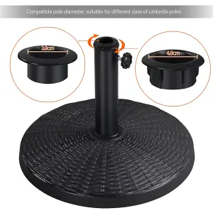 Yaheetech Black 10kg Heavy Duty Patio Market Umbrella Base