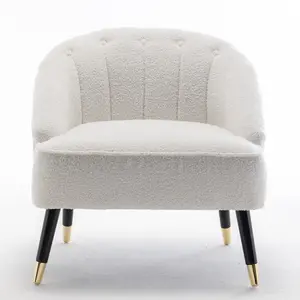 Boucle Teddy Fabric White Kensington Accent Chair