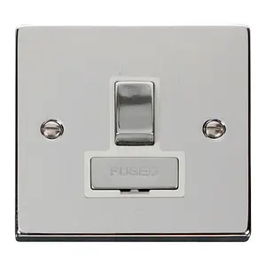 Polished Chrome 13A Fused Ingot Connection Unit Switched - White Trim - SE Home