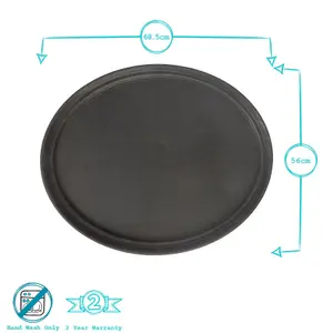 Oval Non-Slip Serving Trays - 68.5cm x 56cm - Black - Pack of 6