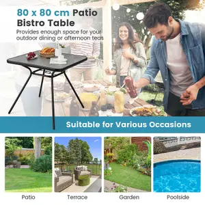 Costway Outdoor Dining Table Patio Bistro Table w/ 42mm Umbrella Hole for 4 Persons