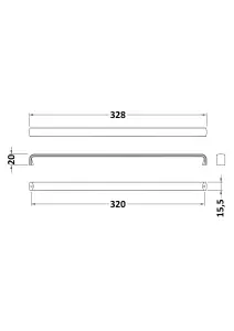 Furniture Handle Thin D Shape Handle, 328mm (320mm Centres) - Chrome