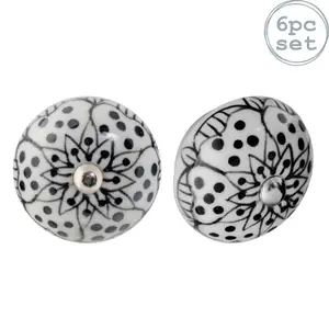 Nicola Spring - Round Ceramic Cabinet Knobs - Mixed - Pack of 6