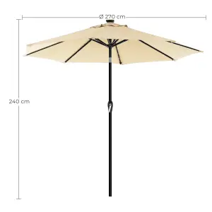 2.7 m Garden Parasol Umbrella with LED Lights Without Base UPF 50+ Outdoor