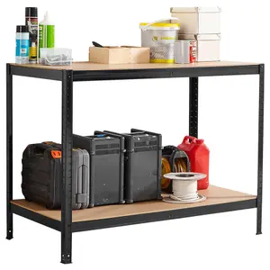 ASAB 2 Tier Heavy Duty Metal Workbench - BLACK