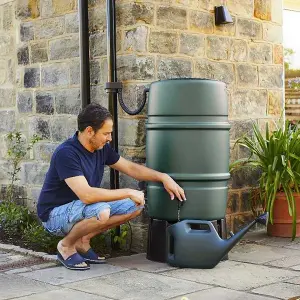 227L Litre Green Extra Large Water Butt & Accessory Kit includes rain trap, tap, 3 part stand & safety lid