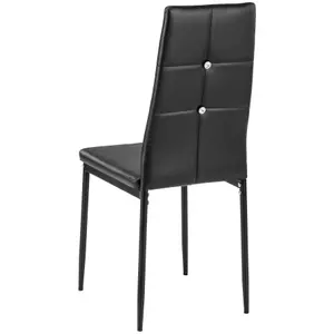 Dining Chairs Set of 4 - high backrest with rhinestones, slim steel legs - black