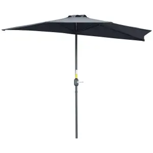 Outsunny 2.7m Metal Frame Garden Furniture Parasol Half Round Umbrella