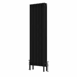 Right Radiators 1500x470 mm Vertical Traditional 4 Column Cast Iron Style Radiator Black