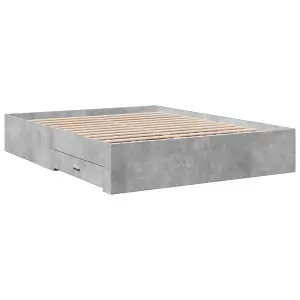 Berkfield Bed Frame with Drawers without Mattress Concrete Grey 160x200 cm