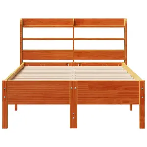 Berkfield Bed Frame without Mattress Wax Brown 75x190 cm Small Single Solid Wood Pine