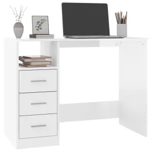 Berkfield Desk with Drawers High Gloss White 102x50x76 cm Engineered Wood