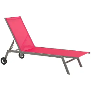 Beliani Modern Sun Lounger Metal Red LEVANZO