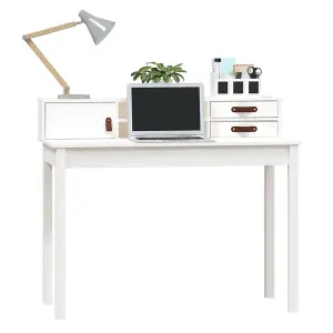 Berkfield Desk White 110x50x93 cm Solid Wood Pine