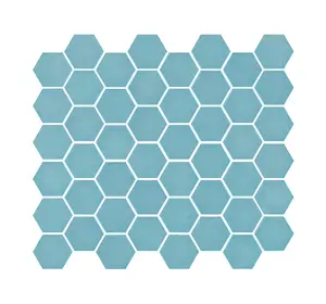 Top Ceramics Turquoise Hexagon Mosaic Tile Matt (L)330 x (W)298mm