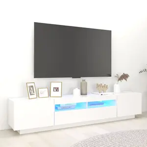 Berkfield TV Cabinet with LED Lights White 200x35x40 cm