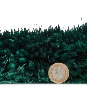 Jewel Green Shaggy Plain Modern Easy to Clean Rug for Living Room and Bedroom-150cm X 230cm