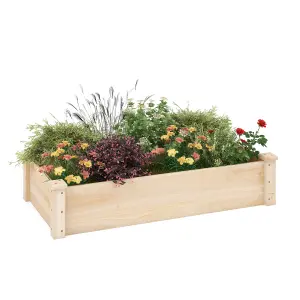 COSTWAY 120 x 60 x 25 cm Wooden Raised Garden Bed Outdoor Rectangular Planter Box