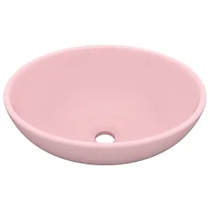 Berkfield Luxury Basin Oval-shaped Matt Pink 40x33 cm Ceramic