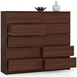 Sideboard, Chest Of Drawers 10 Drawers, Contemporary Chest Of Drawers, Modern Living Room Furniture 121 x 120 x 40 cm Dark Brown