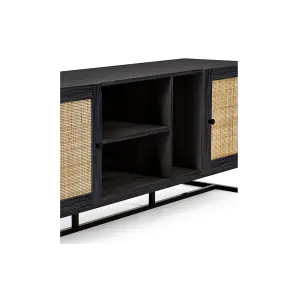 Black with Rattan TV/Media Unit