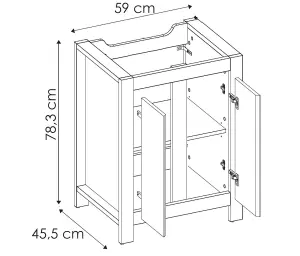 Bathroom Furniture Set: 600mm Vanity Cabinet wih Basin Tall Shelf Storage Freestanding Oak Effect Classic