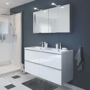 GoodHome Imandra White Wall-mounted Vanity unit & basin set - Includes Mila basin (W)1204mm