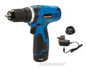 Silverline 10.8V Electric Drill Driver Screwdriver Keyless Chuck Li-Ion Battery