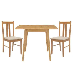 Hallowood Furniture Ledbury Light Oak Drop Leaf Dining Table with 2 Aston Chairs