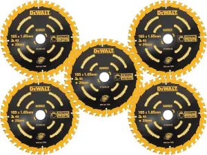 Dewalt DT10640 5 x Circular Saw Blade 165 x 20 x 40T Extreme Framing DCS391