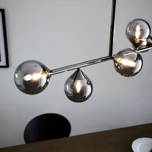 Luminosa Grosseto Bar Pendant Ceiling Light Black Chrome Plate, Smoked Mirror Glass