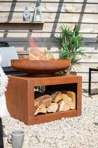 La Hacienda Kuda Medium Firepit - Oxidised/Steel - L60 x W60 x H57 cm - Natural