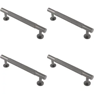 4 PACK - Knurled Bar Door Pull Handle 158 x 13mm 128mm Fixing Centres Anthracite Grey