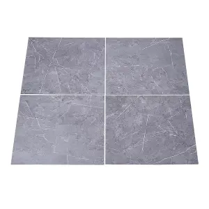 24Pcs Marble Texture Flooring Tile 2mm Thickness Self-adhesive PVC Flooring Tile