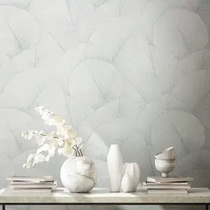 Galerie The New Design Book White Textured Palm Leaf Wallpaper