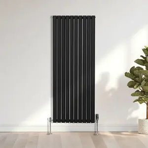 Oval Column Radiator & Valves - 1600mm x 600mm - Black