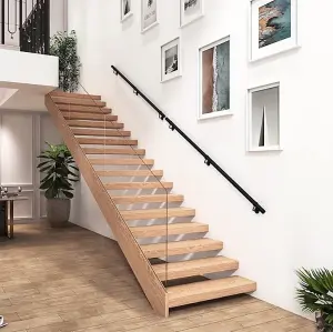 Forgeworks Premium Matt Black 3.6m Indoor Stair Handrail Kit - Easy Install all in One Box including brackets and endcaps