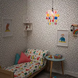 ValueLights Children's Bedroom Nursery Multi-Coloured Stars Ceiling Pendant Light Shade