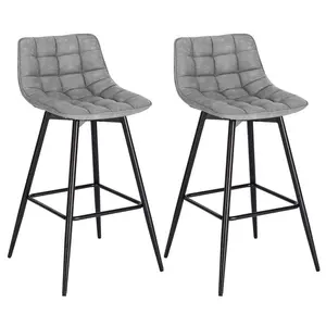 Upholstered Counter Stool with Metal Frame (Set of 2) Grey